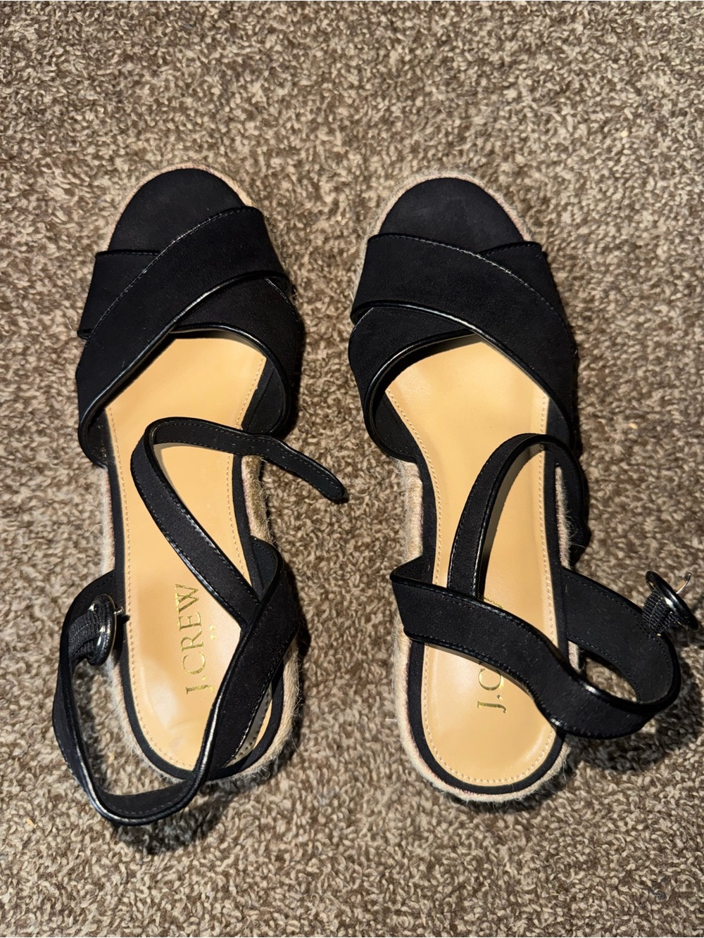 J. Crew Black Crisscross Espadrille Sandal with Ankle Strap